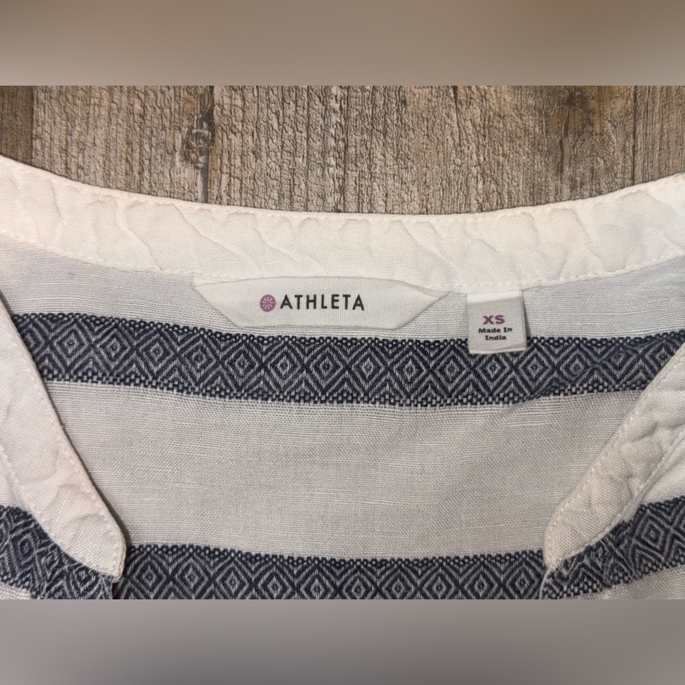 Athleta Women's Blue & White Stripe Linen Swim Cover Up, Size XS - Picture 6 of 10